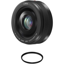 Panasonic Lumix G 20mm f/1.7 II ASPH. Lens with UV Filter Kit (Black)