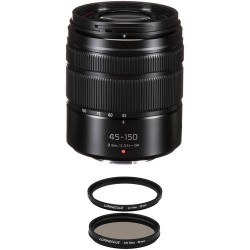 Panasonic Lumix G Vario 45-150mm f/4-5.6 ASPH. MEGA O.I.S. Lens with Circular Polarizer and UV Filters Kit