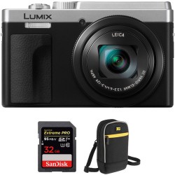 Panasonic Lumix DCZS80 Digital Camera with Accessories Kit (Silver)