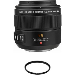 Panasonic Leica DG Macro-Elmarit 45mm f/2.8 ASPH. MEGA O.I.S. Lens with UV Filter Kit