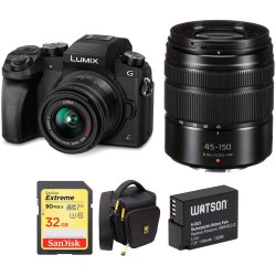 Panasonic Lumix DMC-G7 Mirrorless Micro Four Thirds Digital Camera with 14-42mm and 45-150mm Lenses Kit (Black)