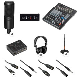 Audio Technica | Audio-Technica THE TWO PERSON Audio Podcast Kit with Land Line Call-In & Mixer/Interface