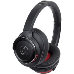 Audio-Technica Consumer ATH-WS660BT Solid Bass Wireless Over-Ear Headphones (Black/Red)