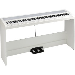 Korg B2SPWH 88-Key Digital Piano with Stand and Three-Pedal System (White)