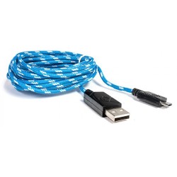 HYPERKIN Polygon 10' Braided Micro-USB Charge Cable for PS4/Xbox One/PS Vita 2000 (Blue/White)