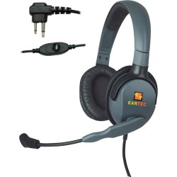 Kopfhörer mit Mikrofon | Eartec Headset with Max 4G Double Connector & Inline PTT for Motorola 2-Pin Radios