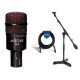 Audix D4 Hypercardioid Dynamic Microphone + Mini Boom Stand + 10' XLR Cable